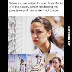 AoC Waiting for her Tesla Meme
