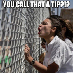 Alexandria Ocasio Cortez detention camp no tip bartender.jpg AoC Bartender no tip meme