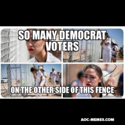 Alexandria Ocasio Cortez illegal alien detention camp democrat voter meme.jpg AoC Illegal alien voters meme