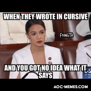 AOC mad she can't read cursive writing