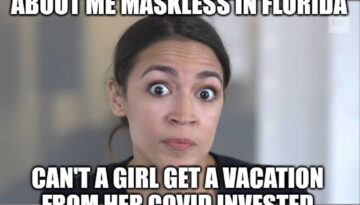 AOC maskless in Florida rant meme